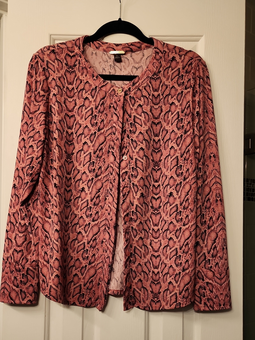 Dana Buchman Pink and Black Snake Print Blouse